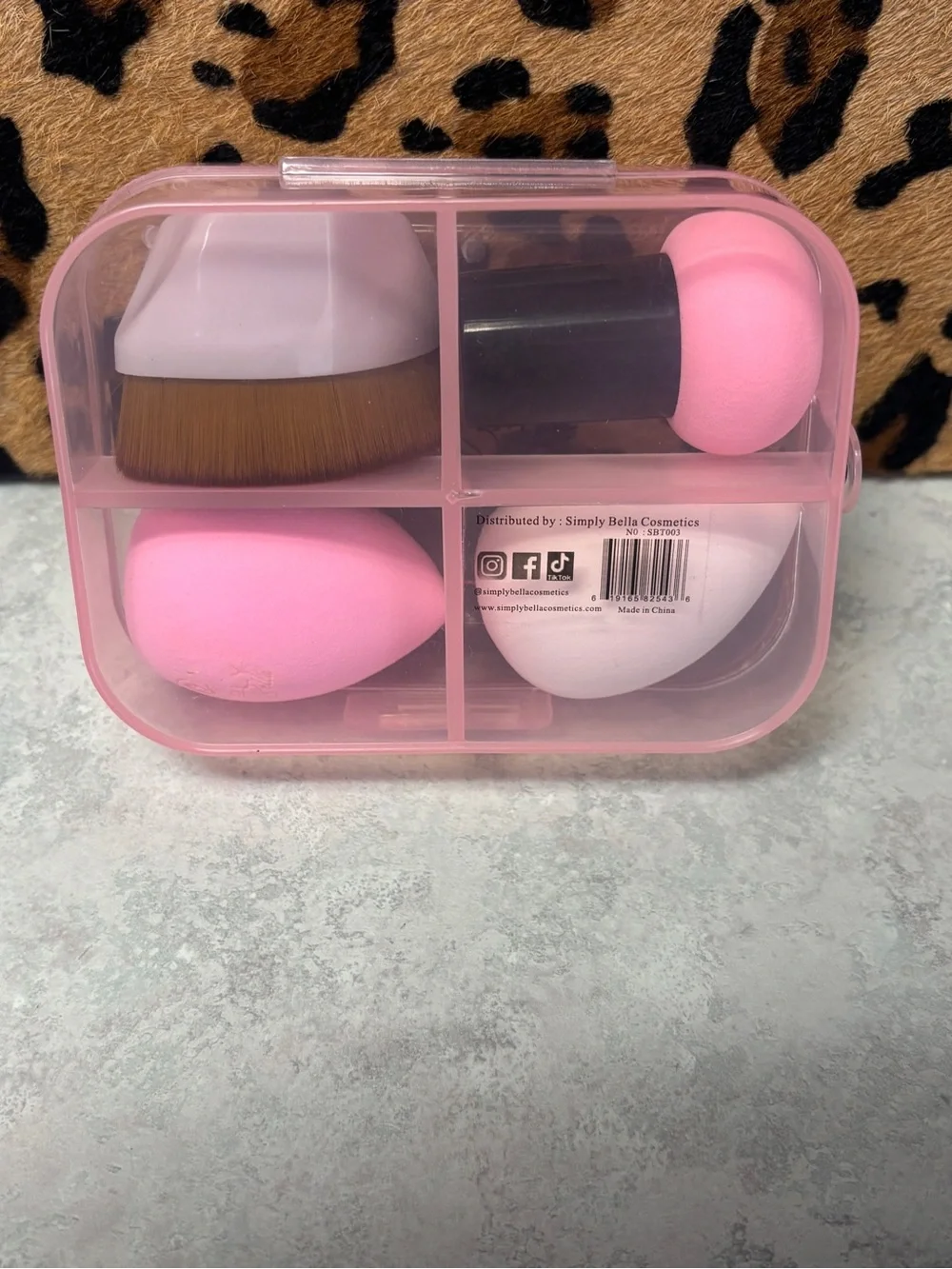 Simply Belle Pink Makeup Sponge & Brush Travel Set